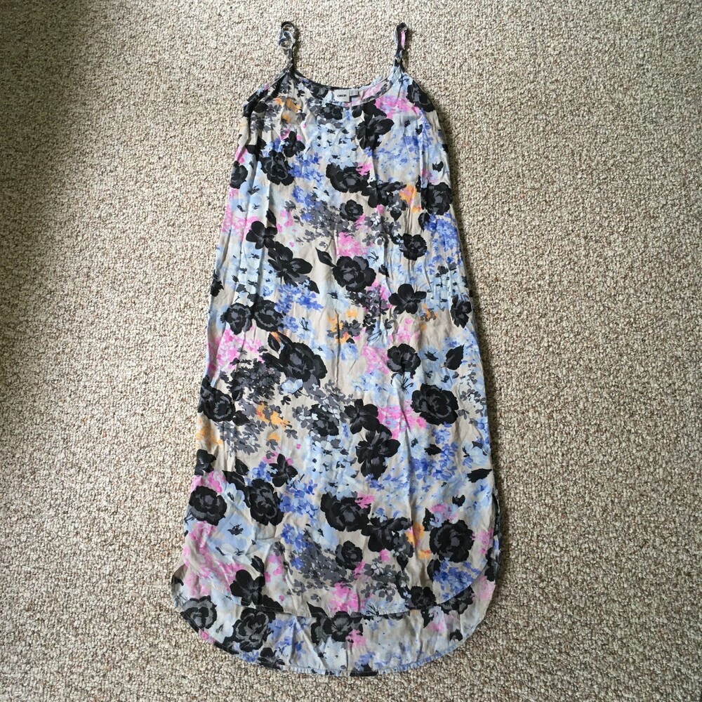 Asos Slip Dress Size 6 Small Floral Blue Midi Length Pink Cottage Fairy